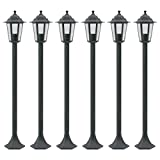 vidaXL 6X Farolas de Jardín Aluminio Verde Oscuro 110 cm Luz Iluminación Patio