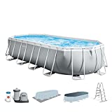 Intex 26798NP - Piscina desmontable ovalada intex prism frame 610 x 305 x 122 cm con depuradora, Multicolor