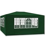 MaxxGarden 3 x 4 m Carpa Pabellón Jardín Resistente al Agua Cerveza Tienda Estructura de Acero con Gruesa Acero Varillaje Camping Playa Adecuado se Puede Cerrar por Completo, Verde