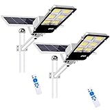 LEDMO 2 Piezas 400​​W Farolas Solar con Panel Solar,Farola Solar 400W Blanco Frío 6000k,Farola Solar LED 40000mAh, 360LEDs,Control Remoto,Impermeable IP65