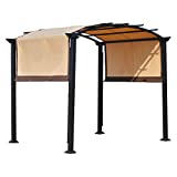 Outsunny Pérgola 3x2,5 m Cenador con Techo Retráctil para Jardín Patio Terraza Tela Poliéster Atornillados Resistente Protección de Rayos UV Beige