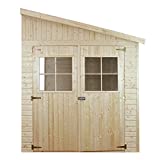 TIMBELA Cobertizo de Madera para jardín SIN Pared Lateral - 216 x 318 cm / 6 m², Cobertizo de Madera Natural- Taller de Jardín - Bicicleta, Almacenamiento de Herramientas M339