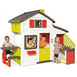 Smoby- Casita Infantil Neo Friends House Con Cocina, 1,72m de Alto, 2 Puertas de Entrada, Timbre Electrónico, Mesita Exterior, Posibilidad de Añadir Múltiples Accesorios, Para Niños a Partir de 3 Años