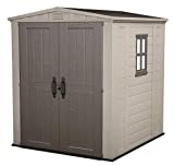 Keter Factor 6x6 Caseta de jardín exterior con escuadra incluida, Marrón Y Beige