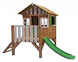 | MASGAMES | Casita Infantil de Madera elevada Lollipop | con tobogán a Juego | Altura Plataforma 59,5 cm | Madera tratada | (Verde)