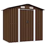 vidaXL Cobertizo de Almacenaje para Jardín Antracita Caseta Casetilla de Almacenamiento para Patio Exterior Cabaña de Acero Marrón
