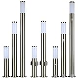 Luz exterior de acero inoxidable para senderos E27 iluminaciÃ³n exterior iluminaciÃ³n de senderos de jardÃ­n luz de zÃ³calo luz de jardÃ­n exterior luz de bolardo de electricidad (enchufe de 45 cm)