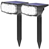 GOLUMUP 36 LED Luces Solares para Exterior Jardin Focos Solares Exterior Impermeable IP67 Lámparas Solares para Jardín, Patio, Calzada, Piscina y Camping - Blanco Frío (2 Piezas)