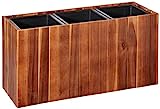 Amazon Aware Jardinera rectangular de madera de acacia de 66 cm con tres revestimientos interiores de plástico, marrón
