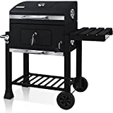 KESSER® Grill, Carro de Parrilla de carbón XXL con Tapa, Ruedas, Mango de Acero Inoxidable, Rejilla y termómetro, Carro de Parrilla de carbón Grande, Barbacoa, Camping, terraza, jardín. (Schwarz)
