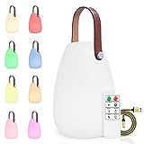 Lampara de mesa para exterior interior Control remoto luz blanca cálida 100lm RGB 8 colores a prueba de agua IP54 lamparas sin cables, lampara portatil para jardín mesa hotel dormitorio estudio