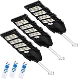 LEDMO 3 Pezzi Farola Solar 400W Del atardecer al Amanecer, Farola Exterior Solar P66 Impermeable 6500K Blanco Frío, Farola Solar LED 4000LM Con 3.2V / 32,000mAh, 660 LEDS