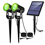 Foco solar LED, Lámparas verdes de jardín de seguridad para exteriores, IP65 a prueba de agua, Encendido/apagado automático, Luz de suelo para cerca de césped de jardín de jardín, Paquete de
