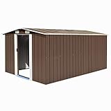 vidaXL Caseta de Jardín de Metal Marrón 257x398x178 cm Jardín Patio Cobertizo
