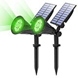 (2 Unidades ) T-SUN Foco Solar, Impermeable Luces Solares Exterior, 2 Modos de Iluminación Opcionales, ángulo de 180° Ajustable, Luz de Jardín para Entrada, Entrada, Camino. (Verde)