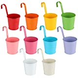 10 Piezas de macetas Colgantes, macetas de macetas de Hierro de Metal con Orificio de Drenaje decoración del hogar del jardín (10 Colores)