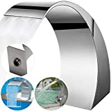 Fuente Cascada para Piscina Acero Inoxidable, Fuentes de Piscina de Plata, Fuente Estanque con Tamaño de 30 x 60 x 45 cm