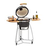Klarstein Queensize Kamado Barbacoa - para Asar, cocinar a Fuego Lento, ahumar u Hornear, Laterales extraГ­bles, Materiales: cerГЎmica, Acero Inoxidable y bambГє, 0-450 В°C, 3 Ruedas, Antracita
