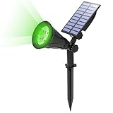 T-SUN Foco Solar, Impermeable Luces Solares Exterior, 2 Modos de Iluminación Opcionales, Funciona de 10 Horas, ángulo de 180° Ajustable, Luz de Jardín para Entrada, Entrada, Camino. (Verde)