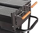 Tarrington House Barbacoa de carbón Brigida, acero / madera, 2 rejillas de parrilla cromadas y regulables en altura con mangos de madera, con estante inferior y 2 ruedas, negra