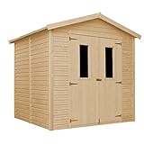 TIMBELA Caseta de Madera para jardín M351C 233 x 222 cm - 4,08 m², Ventanas rectangulares