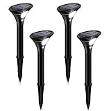 Luz Solar Exterior Jardin,Iluminación LED Para Jardín, IP65 Súper Resistente al Agua, Con Sensor de Movimiento PIR Seguro Para la Decoración del Camino del Césped, 4 Paquetes