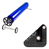 PACK MANTA TÉRMICA (COBERTOR TÉRMICO-CUBIERTA ISOTÉRMICA-TOLDO PARA PISCINA) DE 500 MICRAS NEW ENERGY CON REFUERZO EN TODO EL CONTORNO (12x5m) + ENROLLADOR TELESCÓPICO DE 81mm.