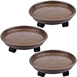 Paquete de 3 paletas de plástico de 30 cm, Soporte para Plantas, Mover macetas Redondas, Rueda de Plataforma para macetas de Alto Rendimiento con Ruedas (marrón)