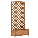 Outsunny Jardinera con Enrejado de Madera Maciza Arriate Macetero con Soporte para Trepadora Cultivos Plantas Flores para Terraza Jardín Exterior 76x36x170 cm Marrón
