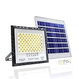 Foco Proyector 300W 340LED con Panel Solar Fotovoltaico, Mando a Distancia y Sensor de Encendido Automático. Foco Solar IP67 con Luz Blanca, Iluminación de Exteriores, Patio, Jardín, Camino, Garaje.