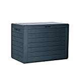 Prosperplast Baul de Jardin 190 litros Woodebox de plastico en Color Antracita 78 x 43,3 x 55 cm