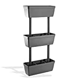 Art Plast Lolego Veg Resin Macetero Vertical de plástico 3 Niveles, Antracita