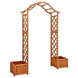vidaXL Madera Maciza de Abeto Pérgola de Jardín con Jardinera Maceta Planta Caja Flores Jardín Soporte Trepadoras Porche Cenador Decoración Patio