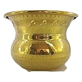 artigianatodaloise - Macetero de latón pulido perforado martillado artesanal vintage - Macetero de latón 1