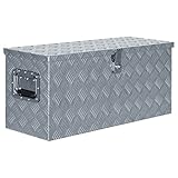 Atlojoys Caja de Aluminio, Arcon Jardin Exterior, Baul Almacenaje Exterior, Armario Jardin, Banco Almacenaje Exterior, Mueble Exterior Almacenaje, 80x30x35 cm Plateada