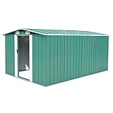 Tidyard Caseta de Jardín Exterior con 4 Ventilación para Almacenamiento de Herramientas de A Prueba de Polvo y Resistente a la Intemperie de Acero Galvanizado 257x398x178 cm Verde