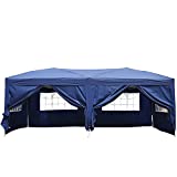 Outsunny Carpa 6x3 m Plegable en Acordeon 4 Paneles Laterales 2 Cortinas +Bolsa Transporte Azul