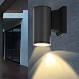 Aigostar Aplique Pared Exterior, GU10 Antracita Aluminio Lámpara Exterior Pared, IP65 Impermeable Luz Exterior Iluminación para Balcón Garaje Terrazas Patio Jardín, color negro