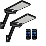 Luces LED de energía solar para exteriores,56LEDs 2200mAh Sensor de movimiento Farola, Iluminación de seguridad impermeable con control remoto para patio trasero,garaje,entrada de auto,patio