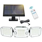 ã3 CabezasãLuces solares LED exterior jardÃ­n, 3modos/224LEDs/IP65 Focos LED exterior solares, Luz LED con sensor de movimiento/5m Cable/270Â°IluminaciÃ³n para JardÃ­n/Garaje/Sendero-Clase EnergÃ©tica A+++