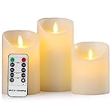 Aku Tonpa - Velas LED (4 unidades, 5 x 6 cm, 3 pilares de cera real, funciona con pilas, funciona con pilas, sin llama, juego de velas falsas eléctricas con Roma y temporizador