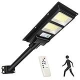 200W Farolas Solares Exterior, Impermeable IP65 Farola Solar Potente con Control Remoto y Sensor de Movimiento Radar 560LEDs Farola para Jardín, Granero, Caminos
