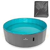 Navaris Piscina para Perros de PVC - Piscina Plegable para Mascotas con Lona Protectora - Bañera de plástico con diámetro 160 CM y Altura 30 CM