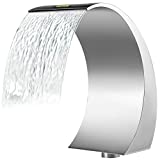 VEVOR Fuente Cascada para Piscina Acero Inoxidable, Fuente Estanque con Tamaño de 30 x 60 x 45 cm, Fuentes de Piscina de Plata, Diseño Curvo, Alta Resistencia para Estanque de Jardín o Piscinas