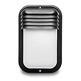 Famatel – Aplique Ecoled | IP44 | E-27 | 18W |Difusor termoplástico | Vertical | Bombillas E27 | Producto certificado con CE | Negro