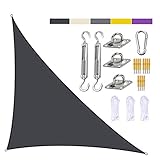 HRD 2X2X2m Toldo Vela de Sombra Triangular 3X3X3m Toldo Vela con Kit Montaje para Pérgola Piscina Playa Patio Negro Beige Gris