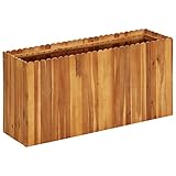 UnfadeMemory Jardineras Exterior de Madera,Maceta Jardinera,Parte Inferior con Diseño de Listones,Madera Maciza de Acacia (100x30x50cm)