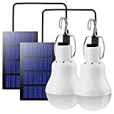 Beinhome Lámpara Solar LED para Exterior 2PCS,Farolillo Solar,Lámpara de Camping,Lámpara con Panel Solar,3M Cable,Bombilla de 3W,Iluminación Solar para Interior,Tienda de Campaña Senderismo Pesca
