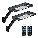 Luces solares al aire libre,Super brillante 900Lumen,60LED farolas solares exterior potente de 4400mAh,Ángulo ajustable luz de inundación de seguridad con sensor de movimiento para patio (2PACK)