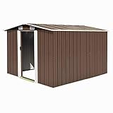 Festnjght Caseta de jardín de Metal Marrón 257x298x178 cm|Cobertizo de Almacenamiento de Jardín con 4 Ventilaciones y Puertas Correderas Dobles